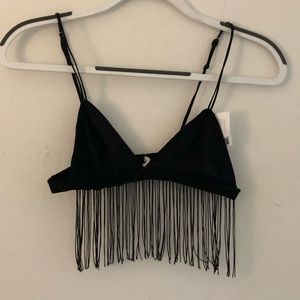 Urban Outfitters Black fringe bralette